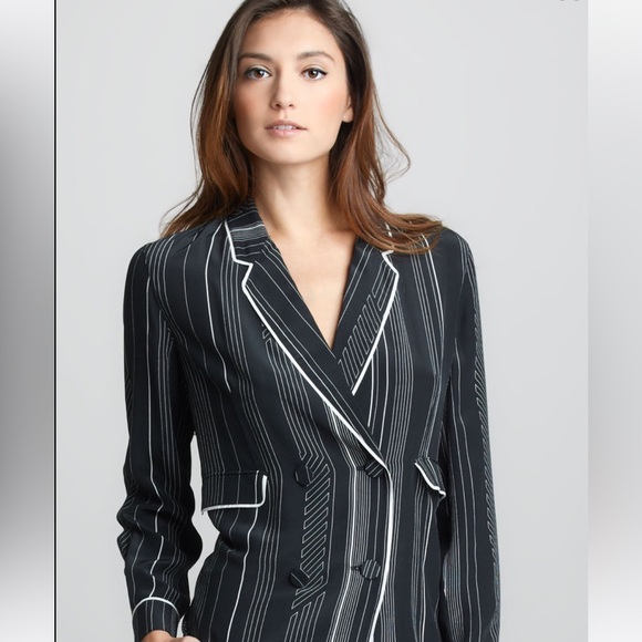 3.1 Phillip Lim Pinstripe Silk Double Breasted Pajama Jacket - Picture 1 of 8